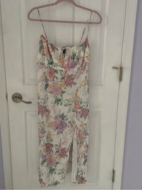 H&M Floral Spaghetti Strap Dress with Pink & Green Accents